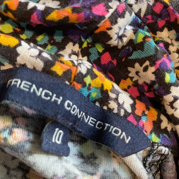 French Connection Dress Sz 10 Floral Stretchy Summer V Neck - Picture 5 of 8